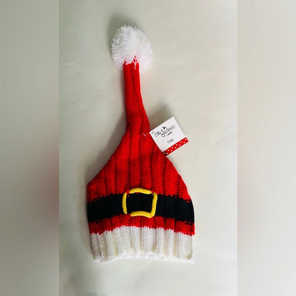Ella Jackson By Ganz Cap Red Santa Baby Kids Knit Beanie 0-12 Mo  Christmas Wear